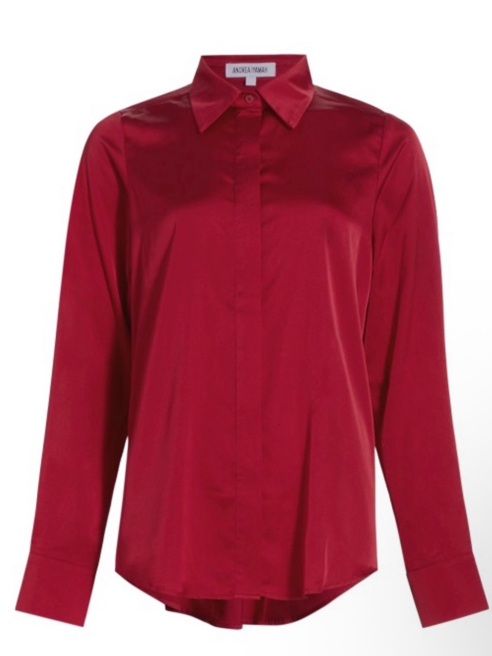 NWT Andrea Iyamah Vana Satin Shirt Ruby Red Size M $205